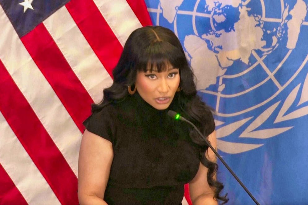 Nicki Minaj during her speech to the United Nations.