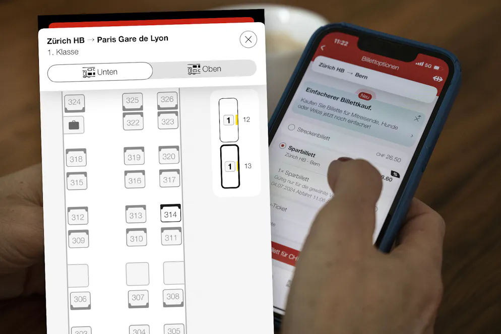 Die SBB ermöglichen jetzt eine sitzplatzgenaue Reservierung via App.