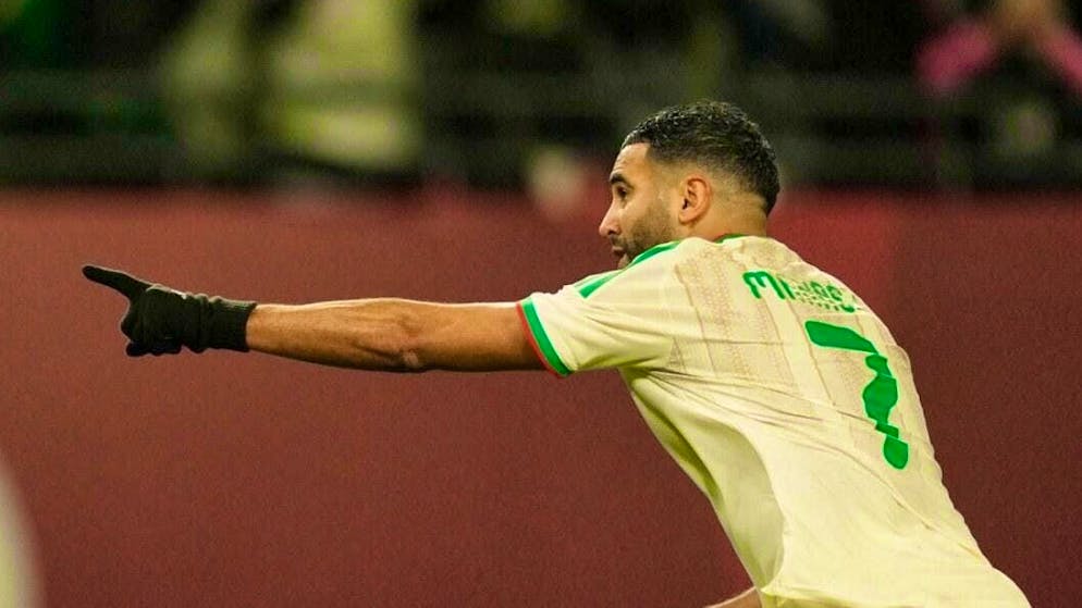 Third goal of the tournament, with Algeria in the round of 16: Riyad Mahrez