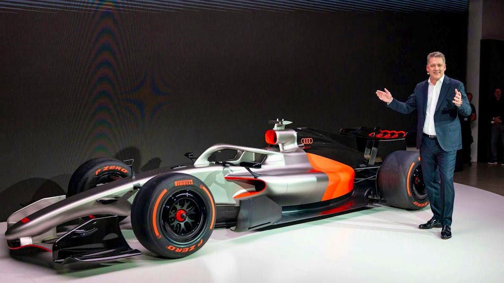 Gernot Döllner at the presentation of Audi's R26 Formula 1 concept car.