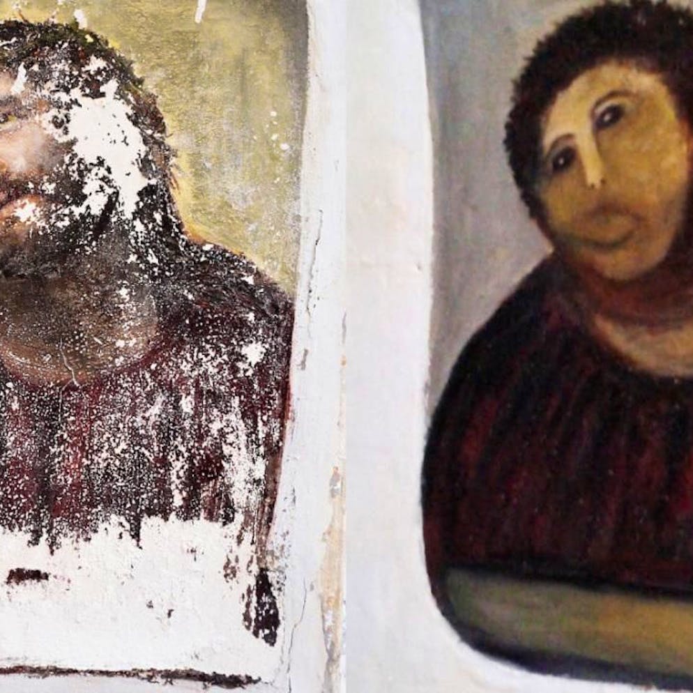 Curiosité touristique. Restauration ratée d'un tableau du Christ: décès de la peintre