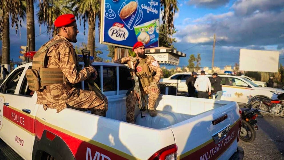 ARCHIVE - Syrian police officers on patrol. Photo: Omar Albam/AP/dpa/Archive image