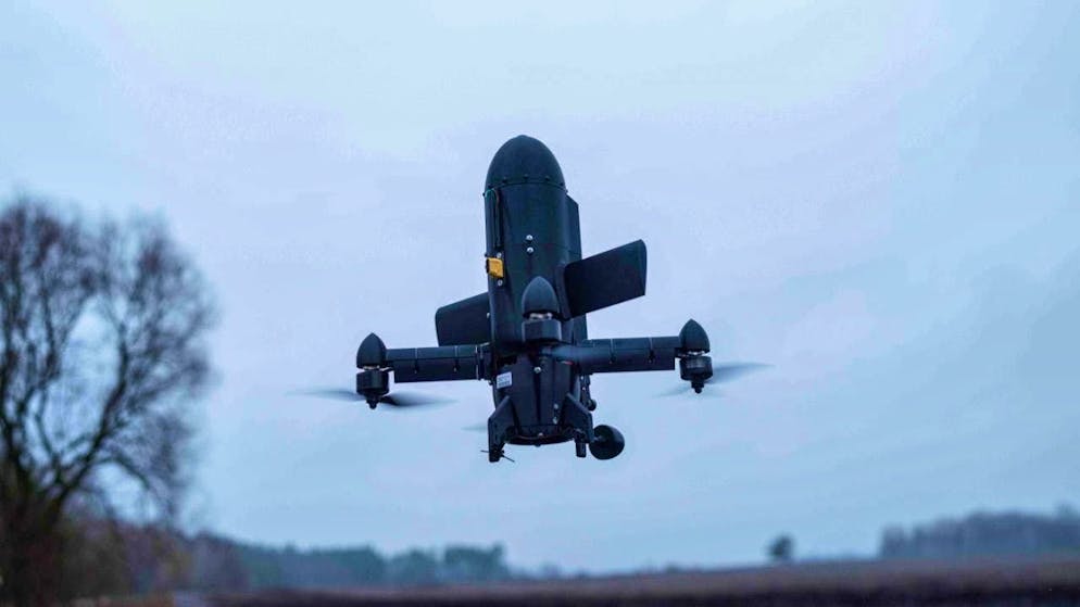 ARCHIVE - A General Cherry interceptor drone takes off from a polygon in Ukraine on December 4, 2025. Photo: Evgeniy Maloletka/AP/dpa