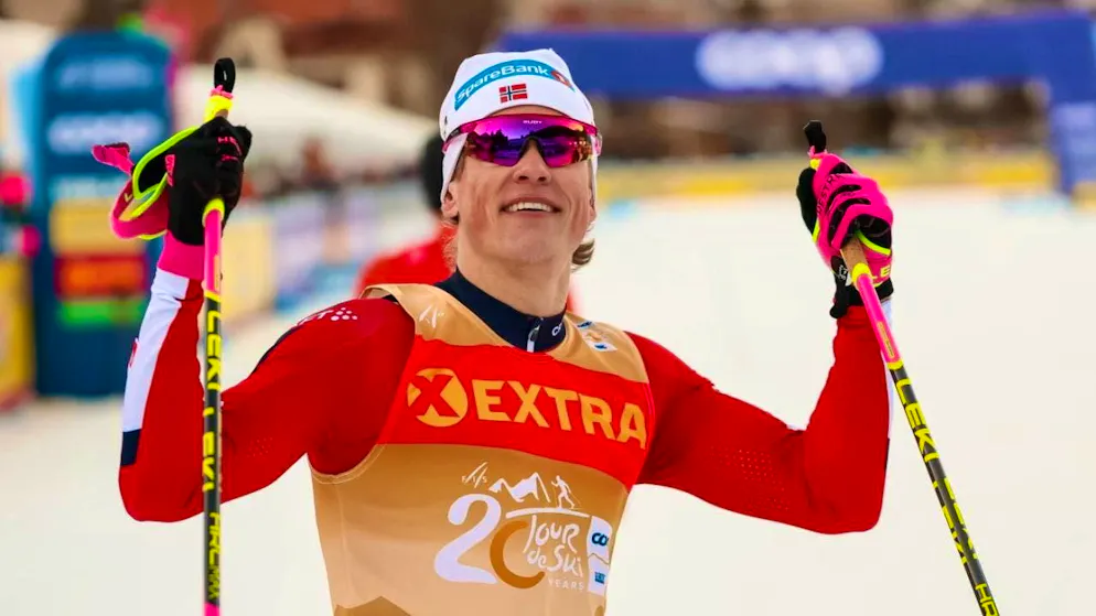 Delighted with another extra performance: dominator Johannes Hösflot Klaebo.