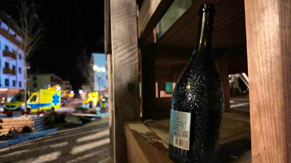 A champagne bottle outside Le Constellation bar. (January 1, 2026)
