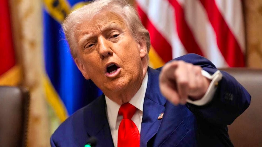 ARCHIVE - US President Donald Trump answers questions from reporters during a meeting with Argentine President Milei in the Cabinet Room of the White House. Photo: Alex Brandon/AP/dpa
