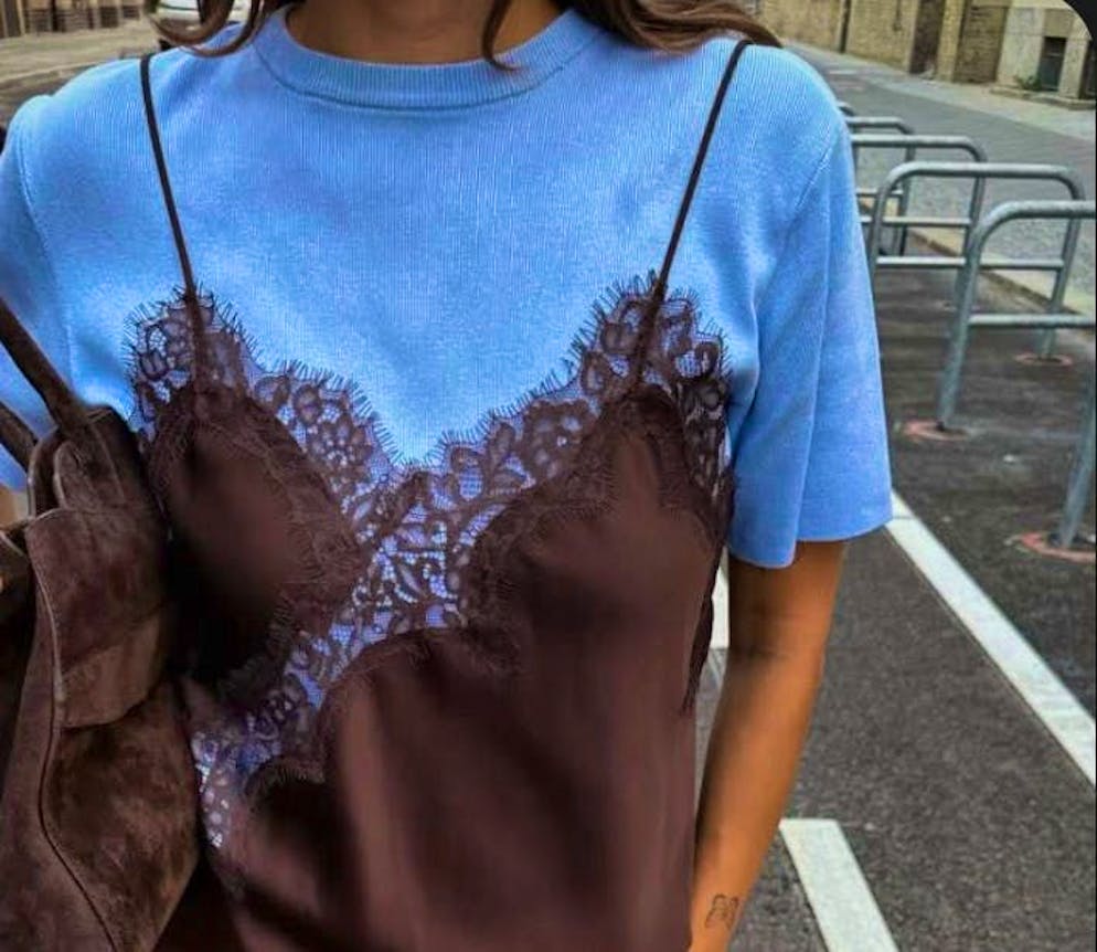 Two trends come together: the layered look and lace.