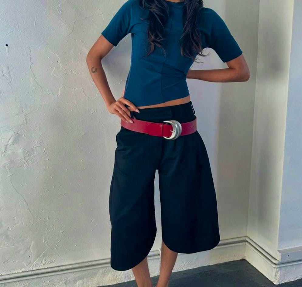 Culottes combined with a tight top.