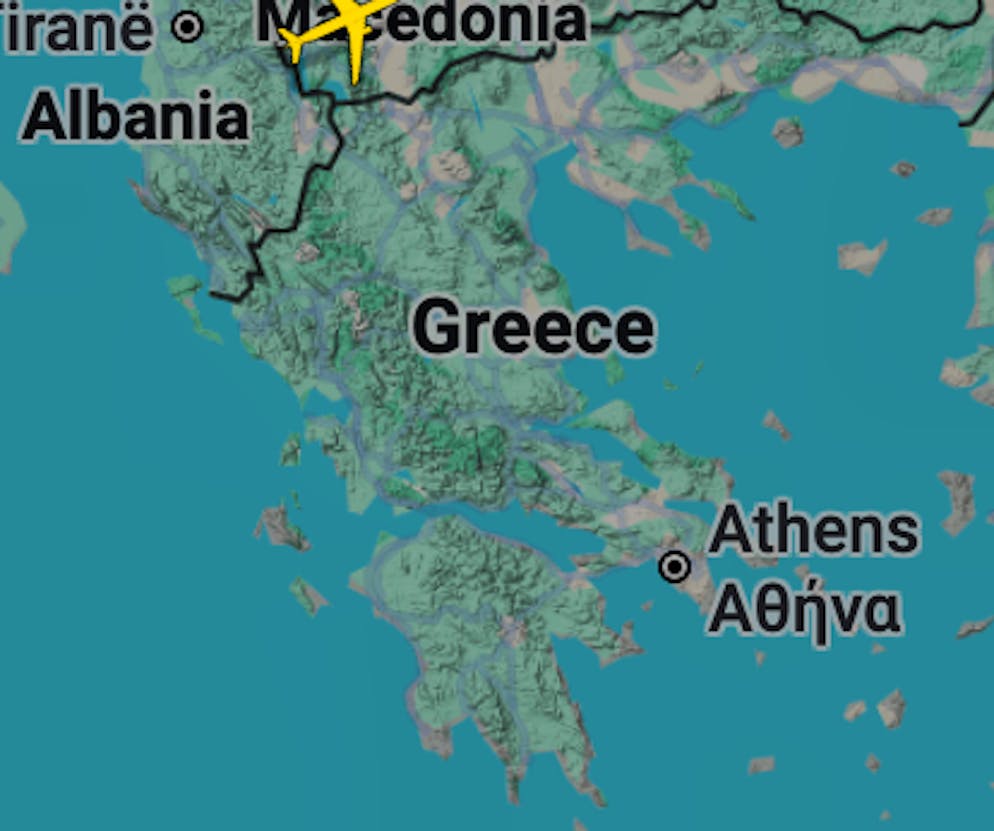 Aktuell sind keine Flugzeuge mehr über Griechenland unterwegs. 
