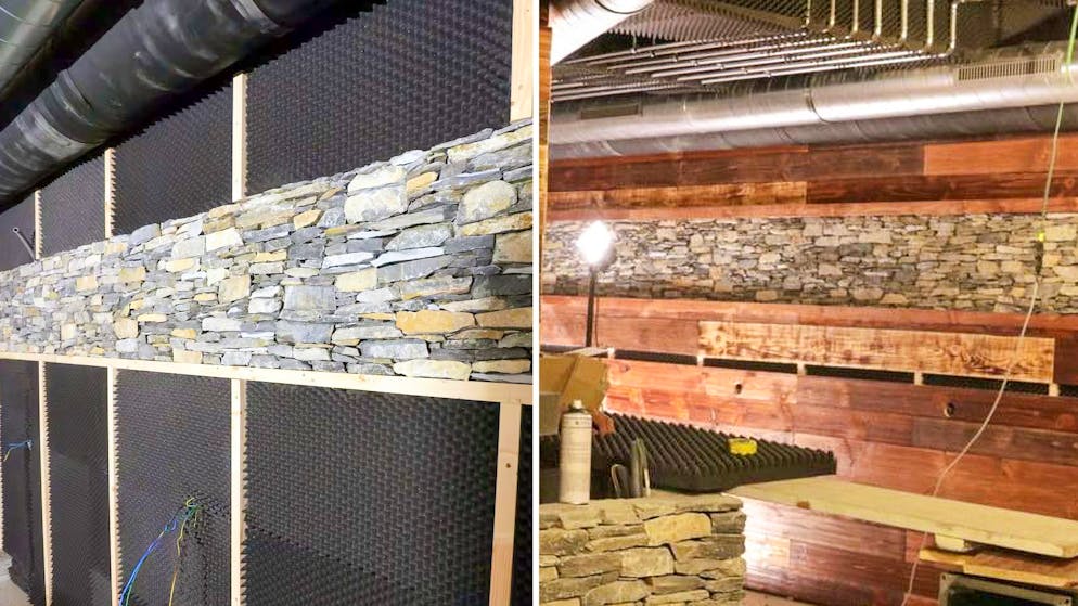 Die Akustikplatten wurden auch hinter Holzpaneelen installiert.