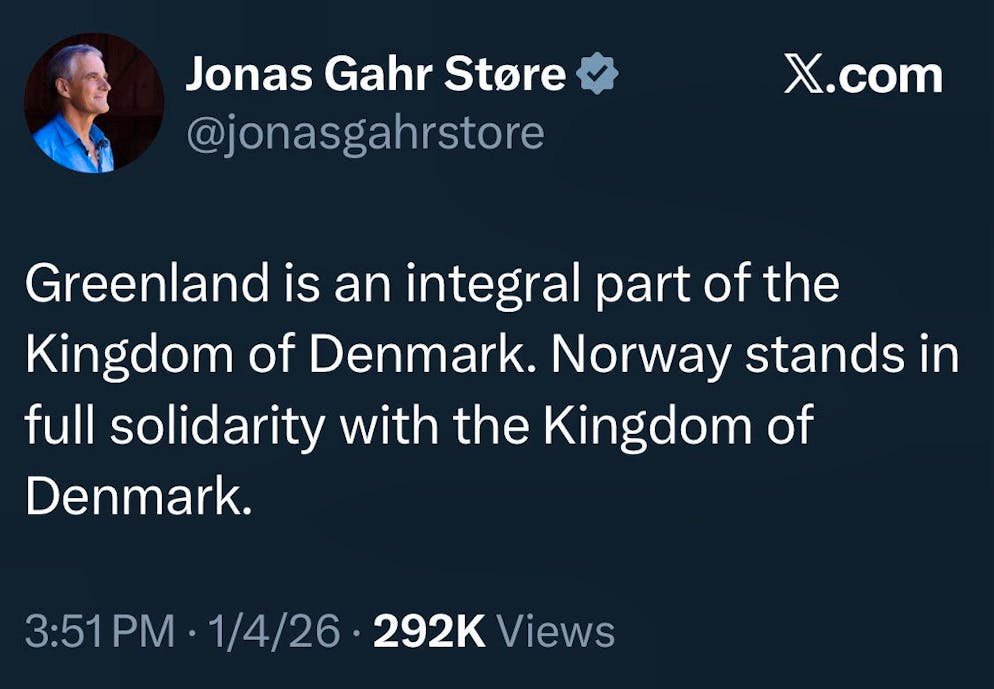 Jonas Gahr Støre: «Grönland ist ein integraler Teil des dänischen Königreichs.»