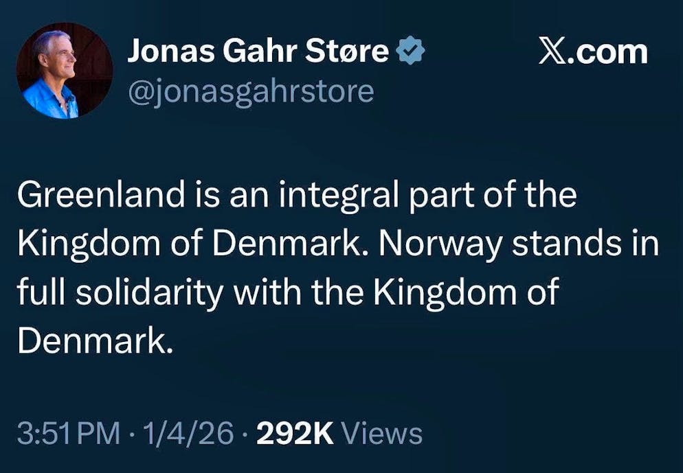 Jonas Gahr Støre: "Greenland is an integral part of the Danish kingdom."