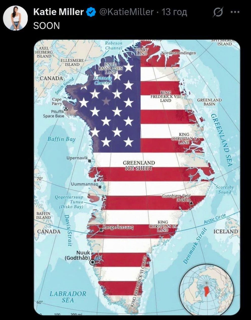 So sah der Beitrag von Katie Miller aus.