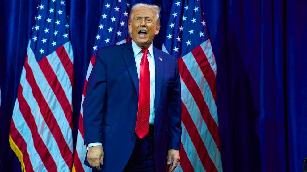 US President Donald Trump at the Republican Party convention at the Kennedy Center in Washington, which was recently expanded to include Trump's name by a board filled with Trump's appointees.
