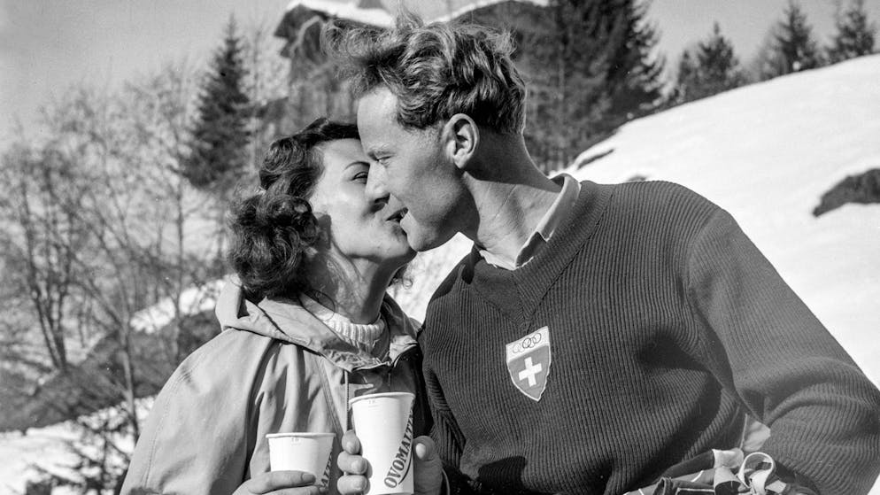 Fred Rubi (ici avec son épouse en 1954) a dirigé les courses de ski d'Adelboden pendant près de 40 ans.