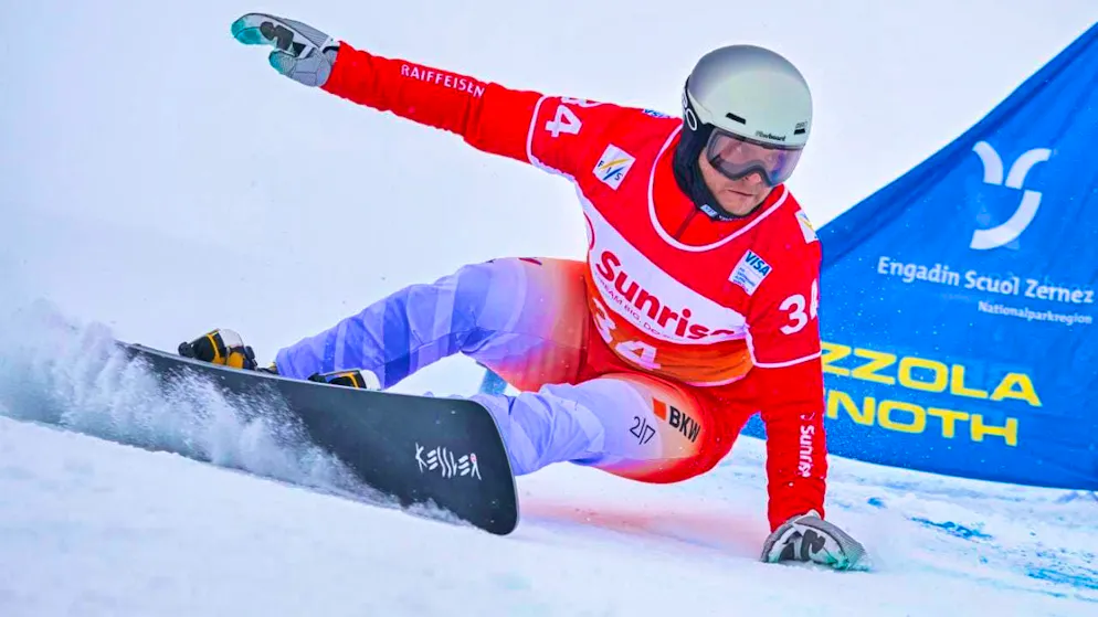 Dario Caviezel fails in the quarter-finals of the parallel giant slalom in Scuol against Italian Roland Fischnaller