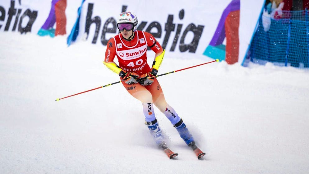 Lenz Hächler misses the second giant slalom run in Adelboden by just five hundredths.