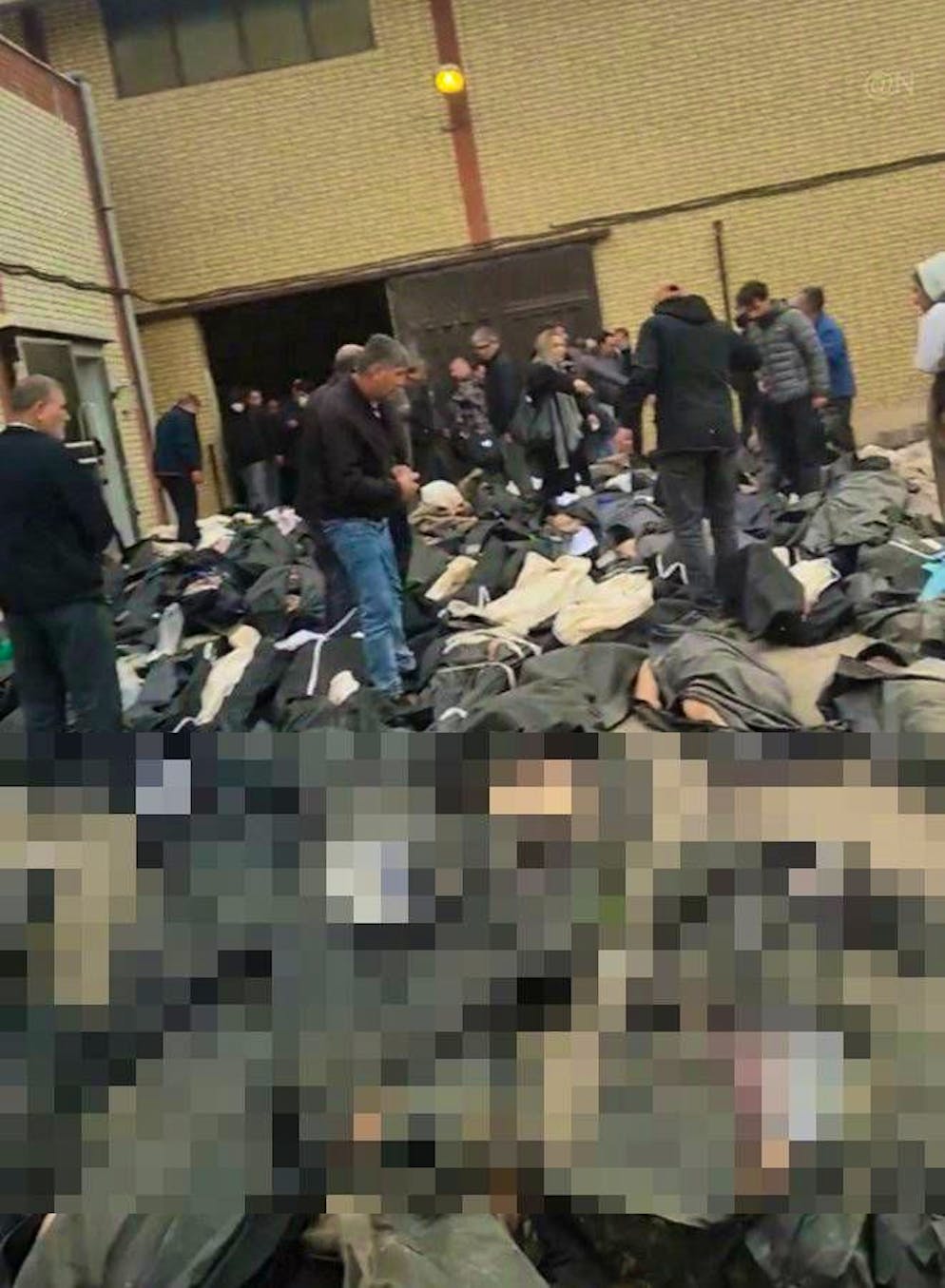 Überall Leichensäcke: Dieses Foto kursiert auf X.