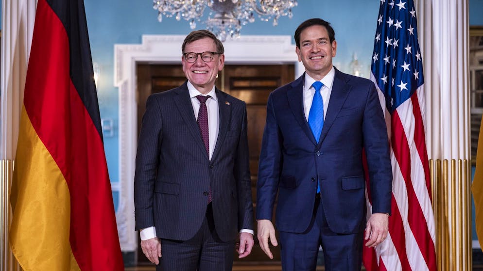 Der deutsche Aussenminister Johann Wadephul (l.) mit seinem US-Kollegen Marco Rubio am Montag im US-Aussenministerium in Washington.