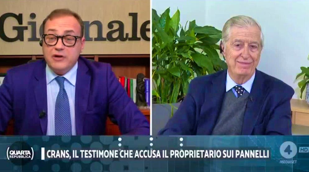 Paolo Bernasconi (a destra) a colloquio con il conduttore televisivo.