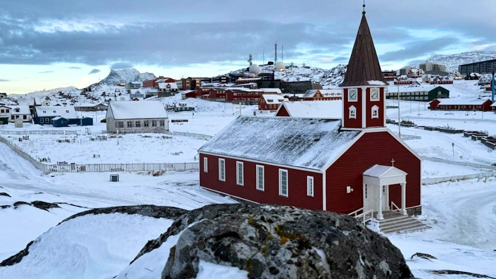 dpatopbilder - Die Erlöserkirche in Nuuk im Schnee. Foto: Julia Wäschenbach/dpa/Symbolbild