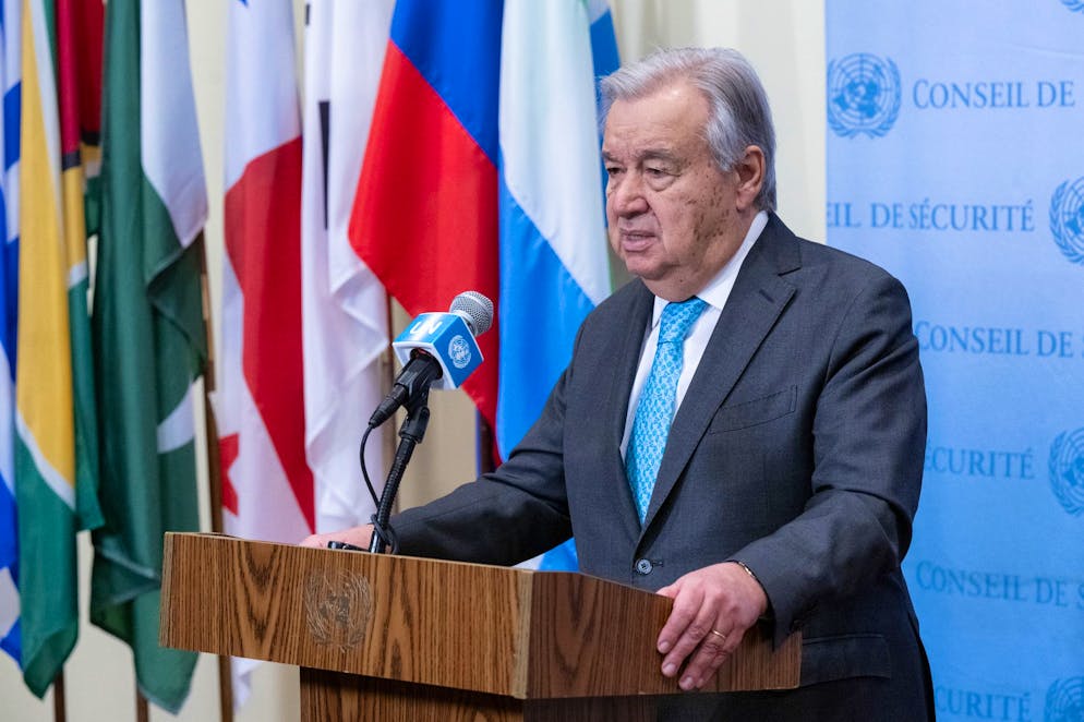 Lors de son dernier discours sur les priorités de l'année, avant la fin de son mandat le 31 décembre, M. Guterres a estimé que le monde était déchiré par des «clivages géopolitiques contre-productifs (et) des violations flagrantes du droit international» (archives).