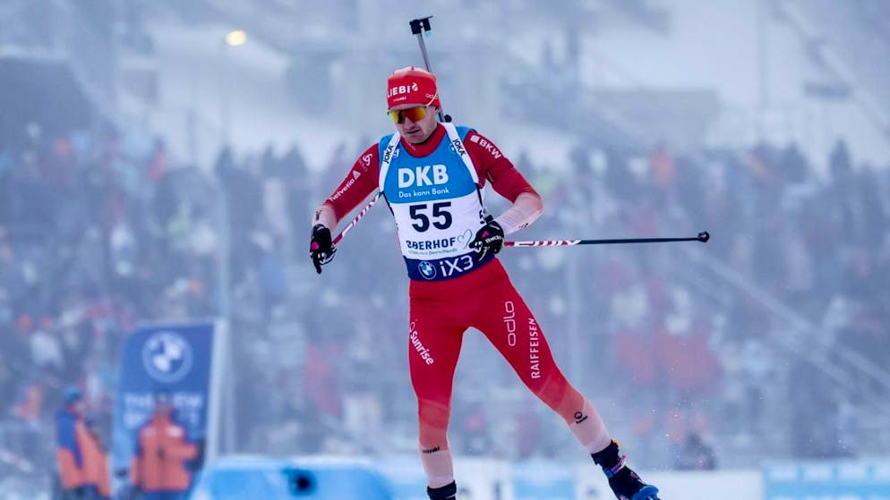 Die Schweizer Biathlon-Staffel mit Sebastian Stalder lief in Ruhpolding auf den 7. Platz.