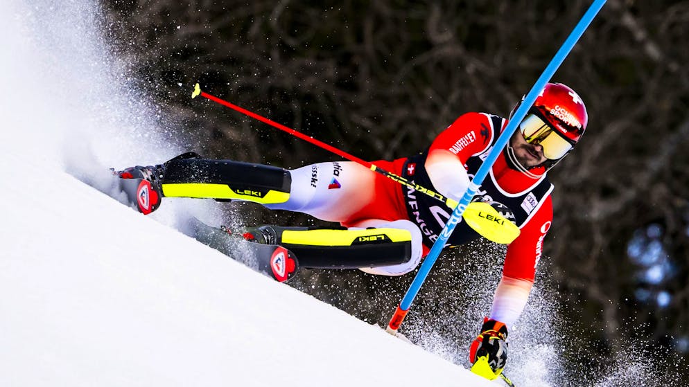 Loïc Meillard wird in Wengen Vierter.