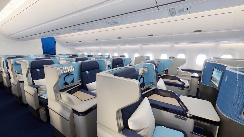 More space and high-speed internet. This is what the new cabin in the Edelweiss A350 looks like