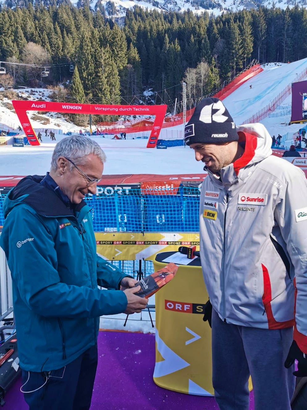 ORF-Moderator Rainer Pariasek fand die Aktion mit dem Birnenweich-Fondue äusserst witzig.