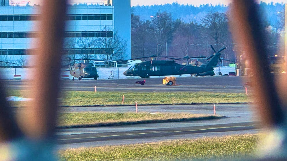 Dübendorf military airfield. Military helicopters are also parked here.