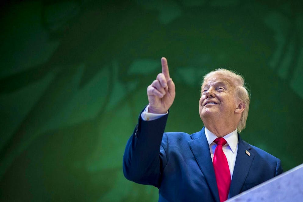 US President Donald Trump after his speech to the WEF in Davos.