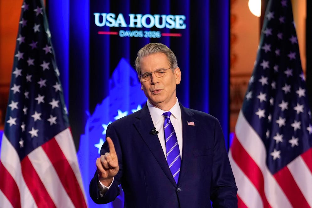 US-Finanzminister Scott Bessent während seiner Rede im US-Hauptquartier in Davos am Dienstag.