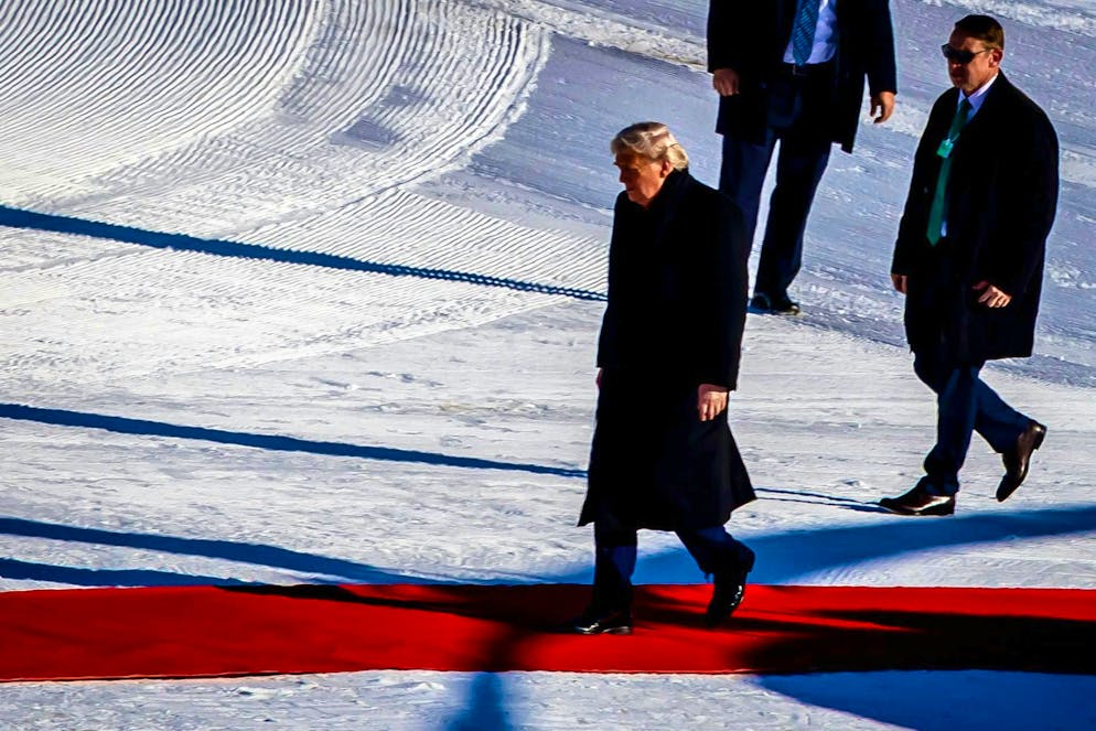 Trump's arrival in Davos in pictures. Donald Trump then transferred to a convoy of cars.