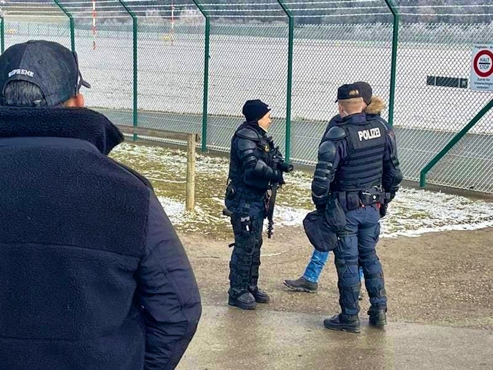 Emergency services arrive at Zurich Airport.