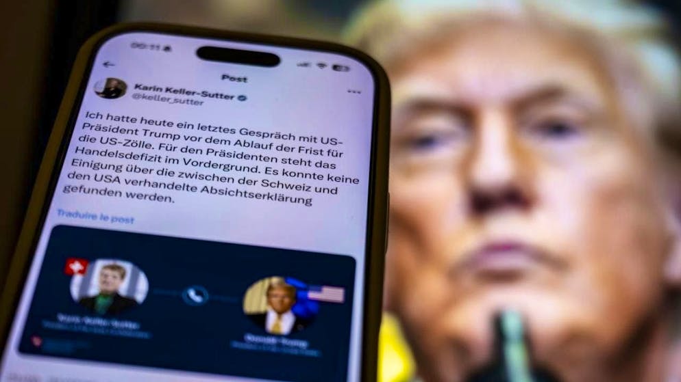 La consigliera federale Karin Keller-Sutter è stata messa sotto pressione nel 2025 a causa dei dazi di Trump contro la Svizzera.