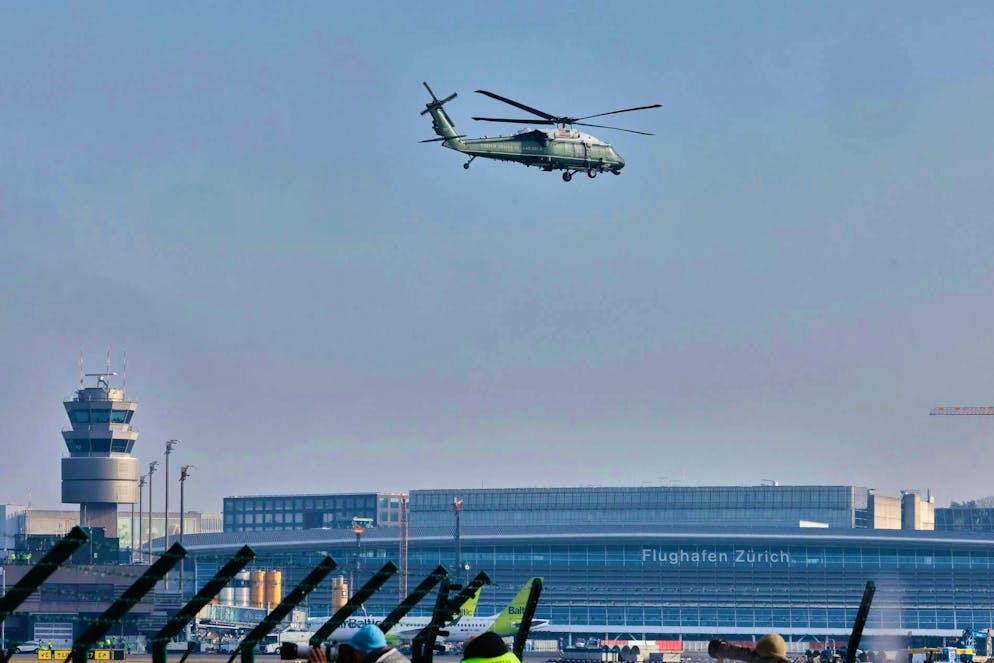 Donald Trump arrives in Zurich. The US President was only on Zurich soil for a short time before he took off again.