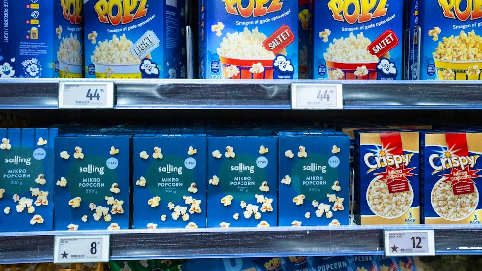 Buy fewer US products: Products marked with a star in a Danish supermarket are of European origin. (archive picture)
