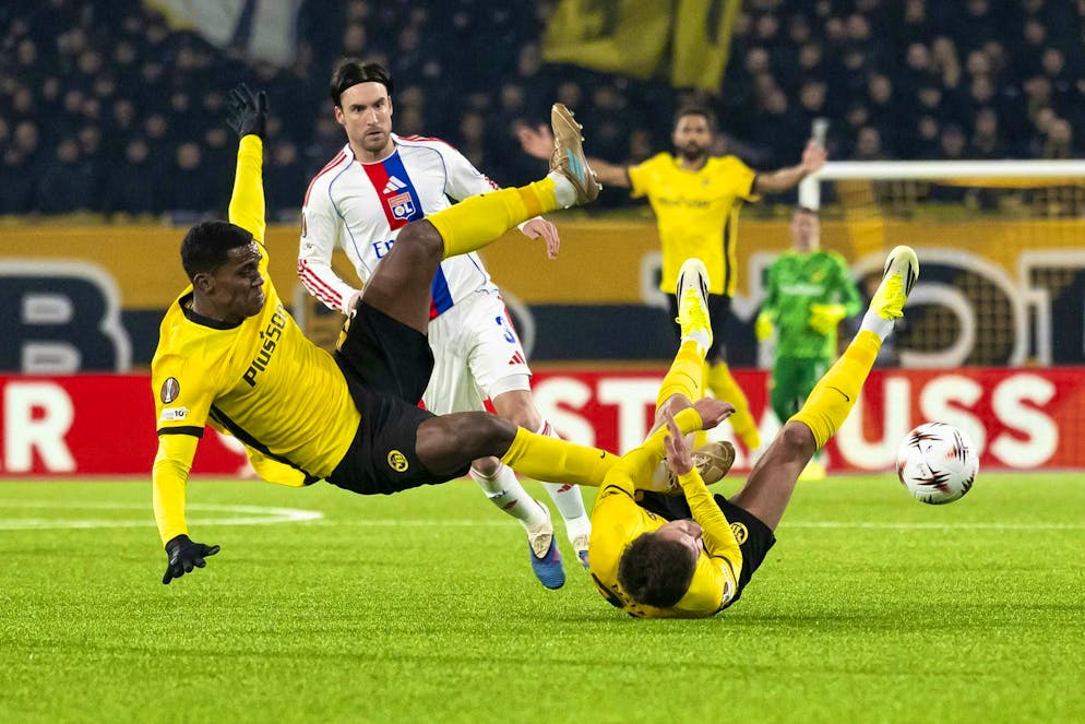 The YB players clear each other.