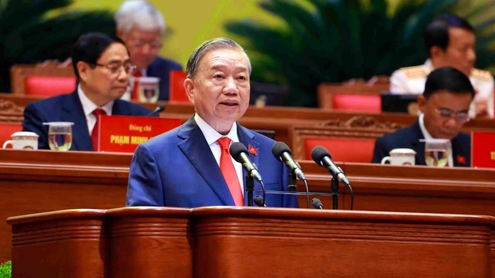 ARCHIV - Vietnams Generalsekretär der Kommunistischen Partei, To Lam, spricht auf dem Nationalkongress. Foto: Bui Cuong Quyet/VNA/dpa