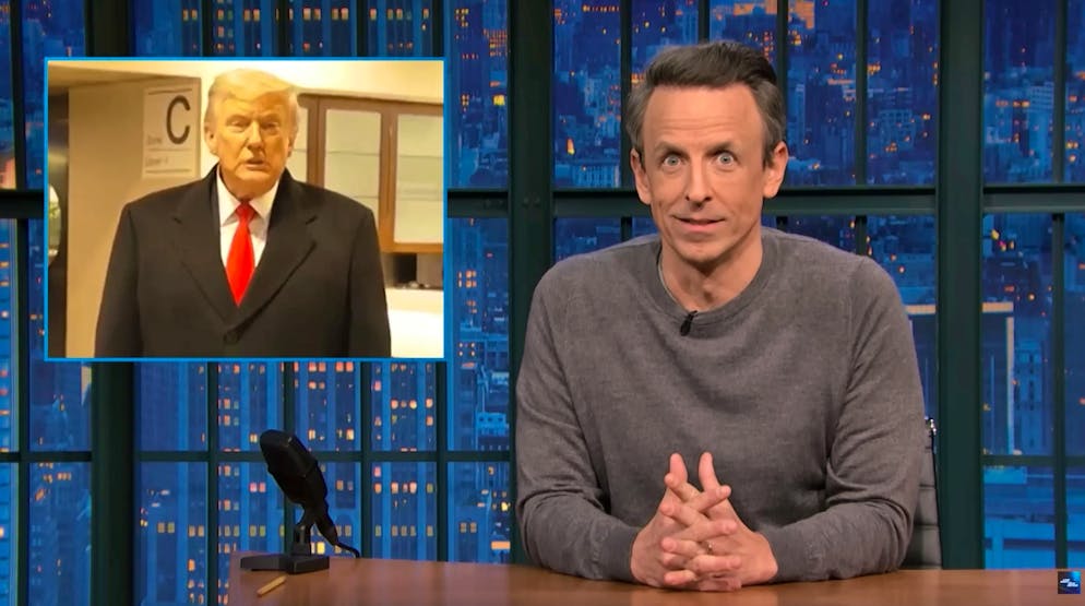 Meyers believes that Trump is solving a problem that the 79-year-old created himself.