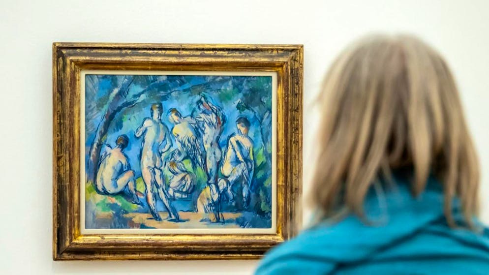 Begegnungen mit dem Vater der Moderne in der Fondation Beyeler - Gallery. Das Gemälde "Sieben Badende" (um 1900) in der Cézanne-Ausstellung in der Fondation Beyeler.