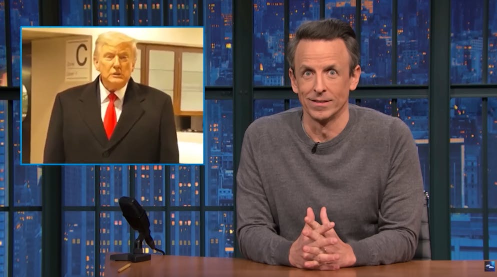 Meyers meint, Trump löst ein Problem, dass der 79-Jährige selbst kreiert hat.