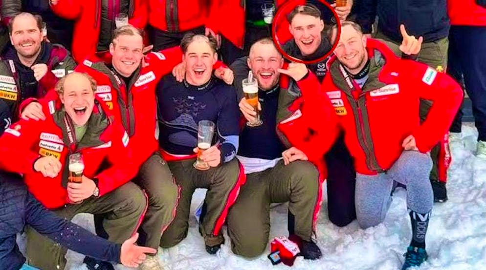 Elian Lehto (second from right) also took part in the shaving campaign at the 2025 World Championships.