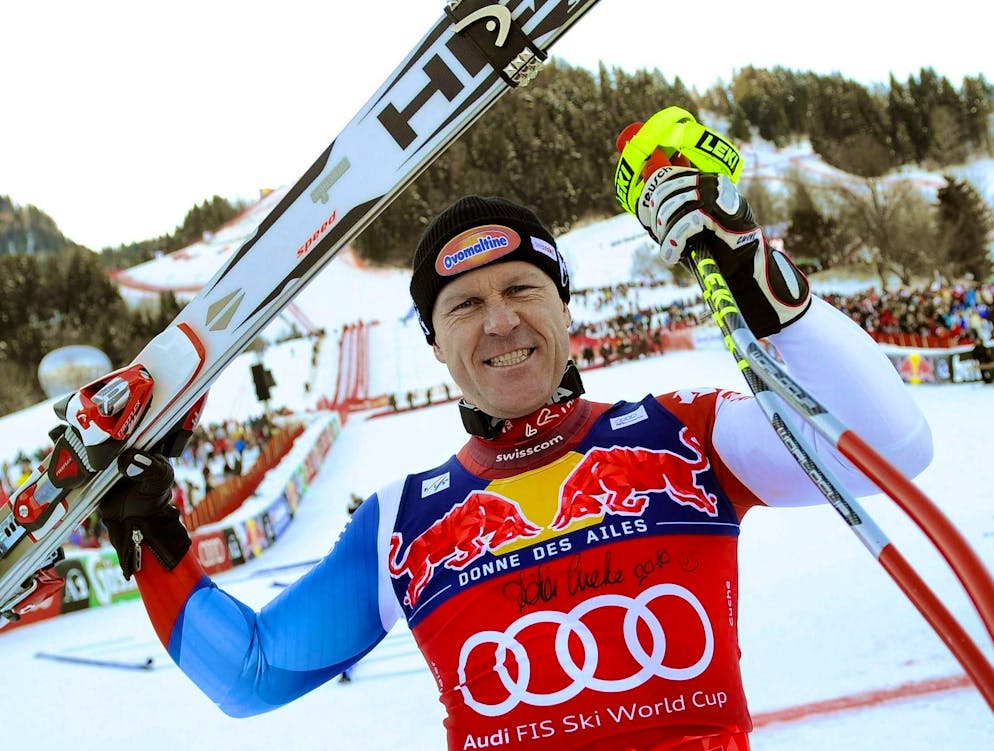 On January 23, 2010, Didier Cuche also wins the downhill in Kitzbühel the day after the super-G.