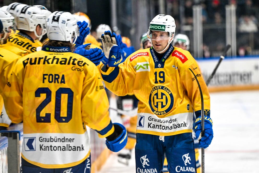 Adam Tambellini (HCD)celebra il suo gol contro il Lugano alla Cornèr Arena il 24 gennaio 2026. (KEYSTONE/Ti-Press/Andrea Branca)