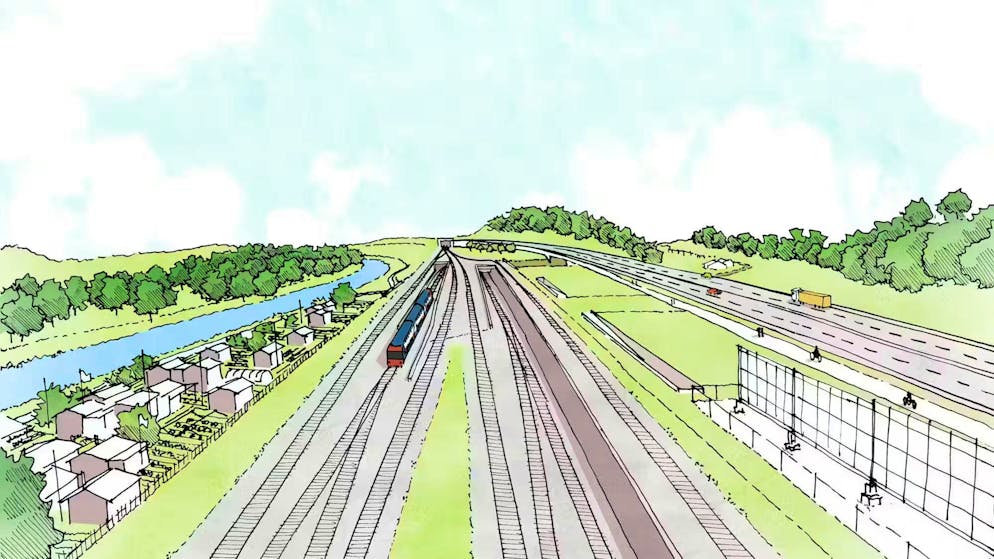 This is how the trains should leave the Brütten Tunnel at Winterthur Töss in 2037.