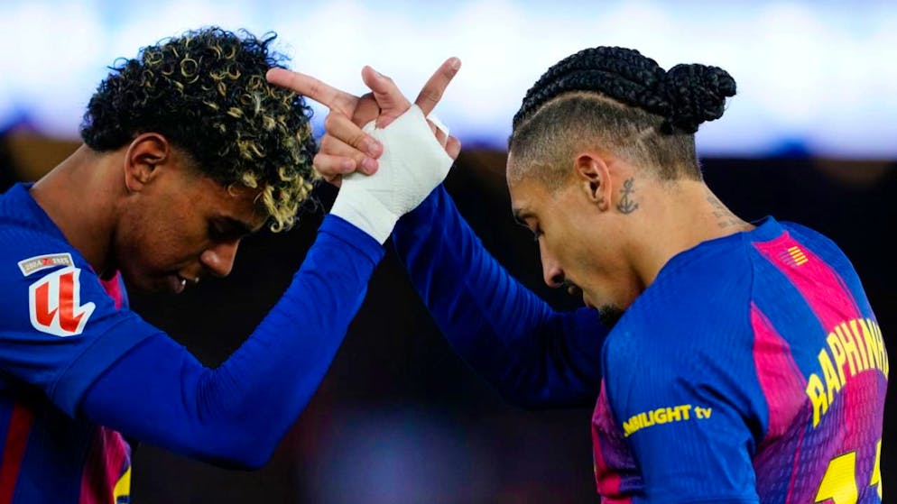 Auf Lamine Yamal (links) und Raphinha ist beim FC Barcelona Verlass