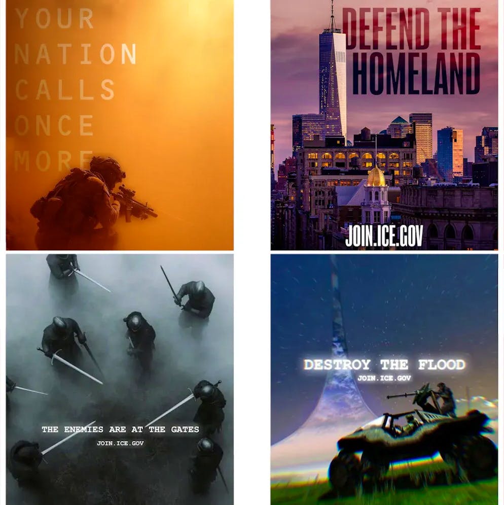 Mit martialischen Slogans wie «Defend the Homeland» oder «The enemies are at the gates» wirbt ICE um neues Personal.