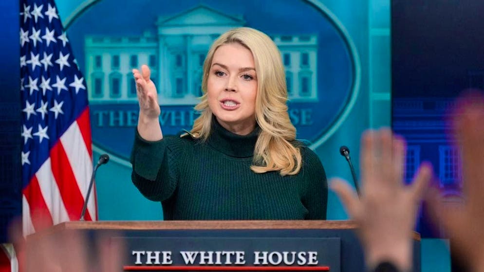 White House Press Secretary Karoline Leavitt speaks with reporters in the James Brady Press Briefing Room at the White House. Photo: Alex Brandon/AP/dpa